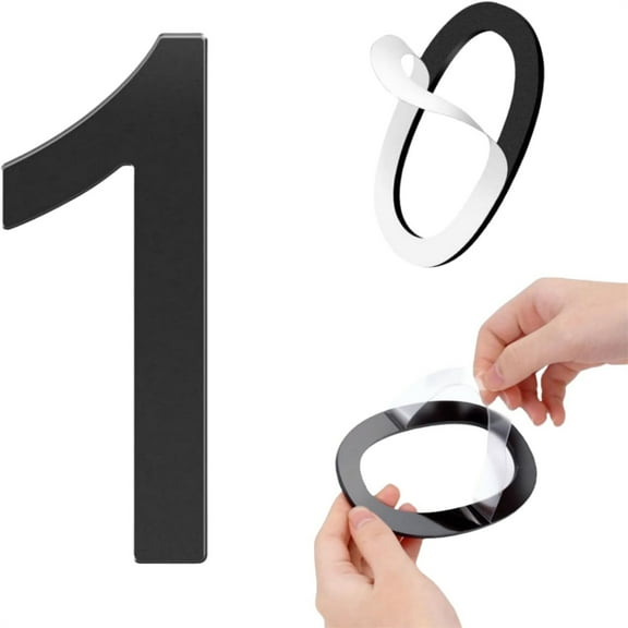 Self-adhesive 5 Inch House Numbers Acrylic House Number Modern House Numbers Black Mailbox Numbers for Outside Address Home Number for Apartments Office Hotel Room (Number 1)