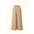 thumbnail image 6 of Pants for Women Casual Elastic Waist Wide Leg Pants with Pockets Khaki M, 6 of 7