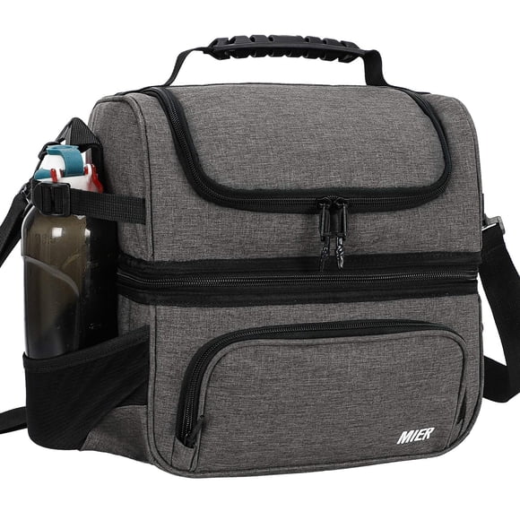 Bolsa térmica MIER con compartimento doble, aislada, a prueba de fugas, enfriadora gris