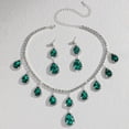 thumbnail image 4 of Faty-T Crystal Bridal Wedding Jewelry Set Silver Sparkly Rhinestone Necklace Earrings Prom Costume Jewelry Necklace for Women, 4 of 8