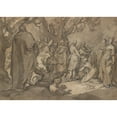 thumbnail image 2 of Abraham Bloemaert 24x18 Black Ornate Framed Double Matted Museum Art Print Titled: Christ and the Canaanite Women (16th Century), 2 of 5