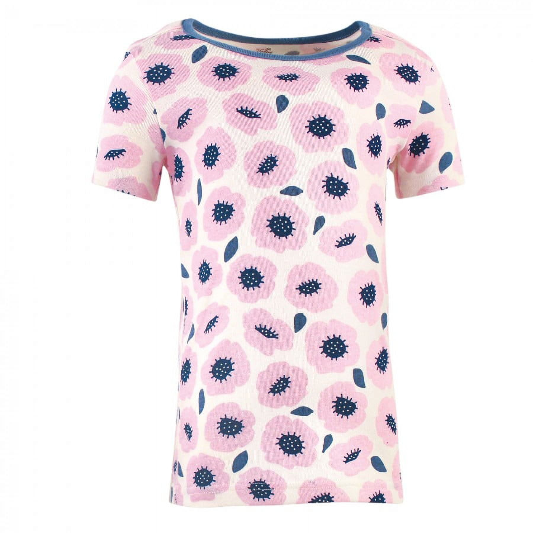 Touched by Nature Toddler and Kids Girl Organic Cotton Tight-Fit Pajama Set, Blossoms, 12 Years