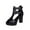 Black, variant on Htigea Womens Open-toe Chunky High Heels Shoes Metal Buckle 10CM Solid Color High Heels Sandals