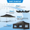 thumbnail image 4 of COBIZI 13x26 Pop Up Canopy Tent Heavy Duty with Sidewalls Commercial Outdoor Gazebo for Party Wedding All Weather Waterproof UV 50 Plus Roller Bag Included Leg Upgraded Black, 4 of 6