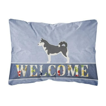 Carolines Treasures BB5584PW1216 Siberian Husky Welcome Canvas Fabric Decorative Pillow, 12H x16W, multicolor