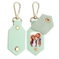 thumbnail image 1 of 2pcs Custom Leather Photo Keychain Personalized Picture Key Chain, Grass Green, 1 of 7
