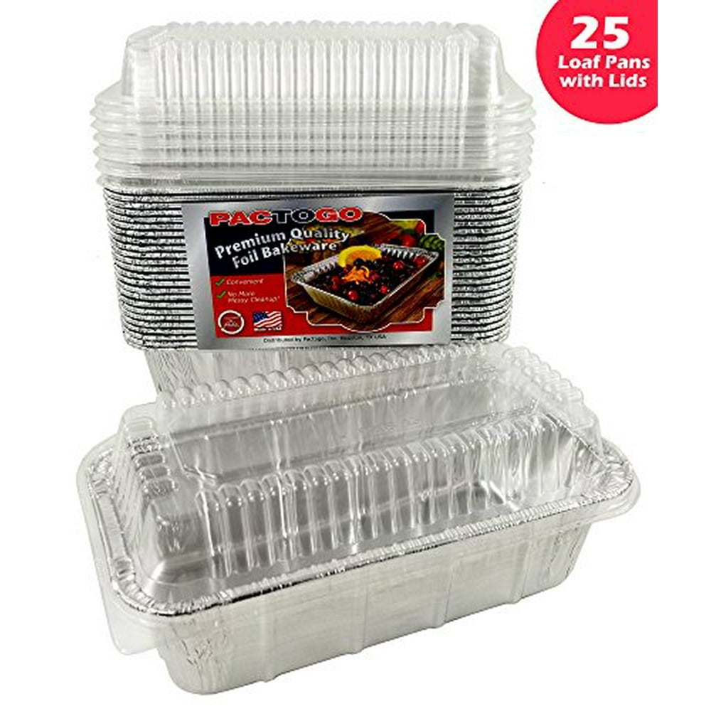 Pactogo Loaf Pans Disposable Aluminum Foil 1 1/2 lb. Bread Tins 8.5" X 4.5" X 2.3" with Clear