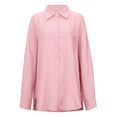 thumbnail image 4 of ZJXFGS Womens Button Down Shirts Linen Cotton Gauze Tops Loose Fit Boyfriend Shirts for Women Fall Button Down Shirts Pink S, 4 of 5