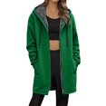 thumbnail image 2 of Long Winter Coats for Women Long Sleeve Plain Fleece Lined Zip Up Hooded Jacket with Pockets Outerwear, 2 of 6
