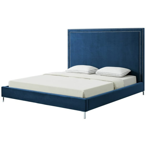 Posh Living Tristan Velvet Platform Queen Bed Frame With Nailhead In Blue Com - Blue Velvet Bed Frame Queen Posh Living Tristan Velvet Platform Queen Bed Frame With Nailhead In Blue Com - Blue Velvet Bed Frame Queen