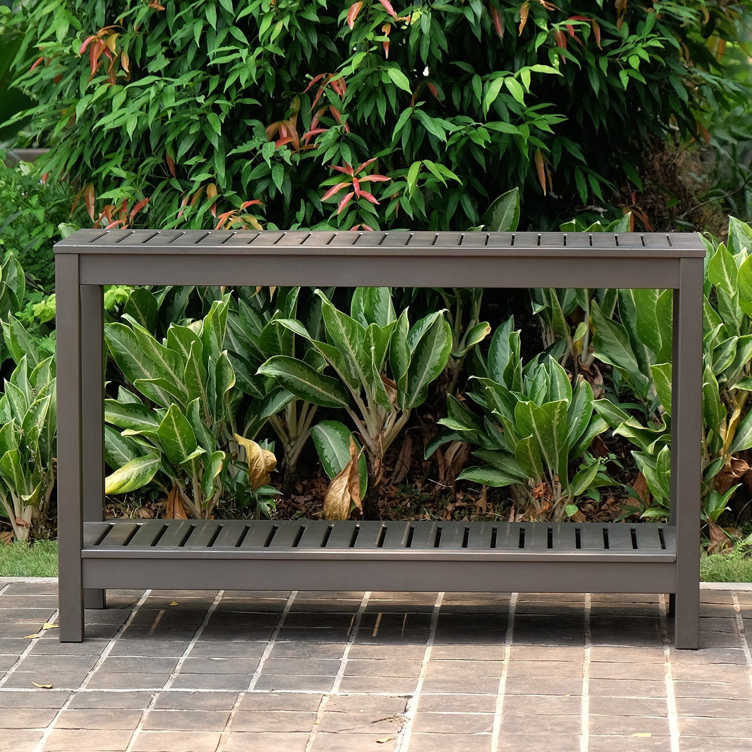 Cambridge Casual Sailendra Collection Wood Outdoor Console Table, Dark Gray