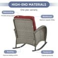 thumbnail image 6 of POCASSY Outdoor Rocking Chairs with Cushion, 3 Pieces Patio Rocker Gray Wicker Rattan Set with Wicker Side Table for Porch Deck Balcony, Red, 6 of 8