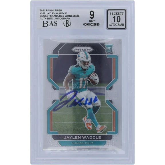 Jaylen Waddle Miami Dolphins Autographed 2021 Panini Prizm #338 Beckett Fanatics Witnessed Authenticated 9/10 Rookie Card - Fanatics Authentic Certified
