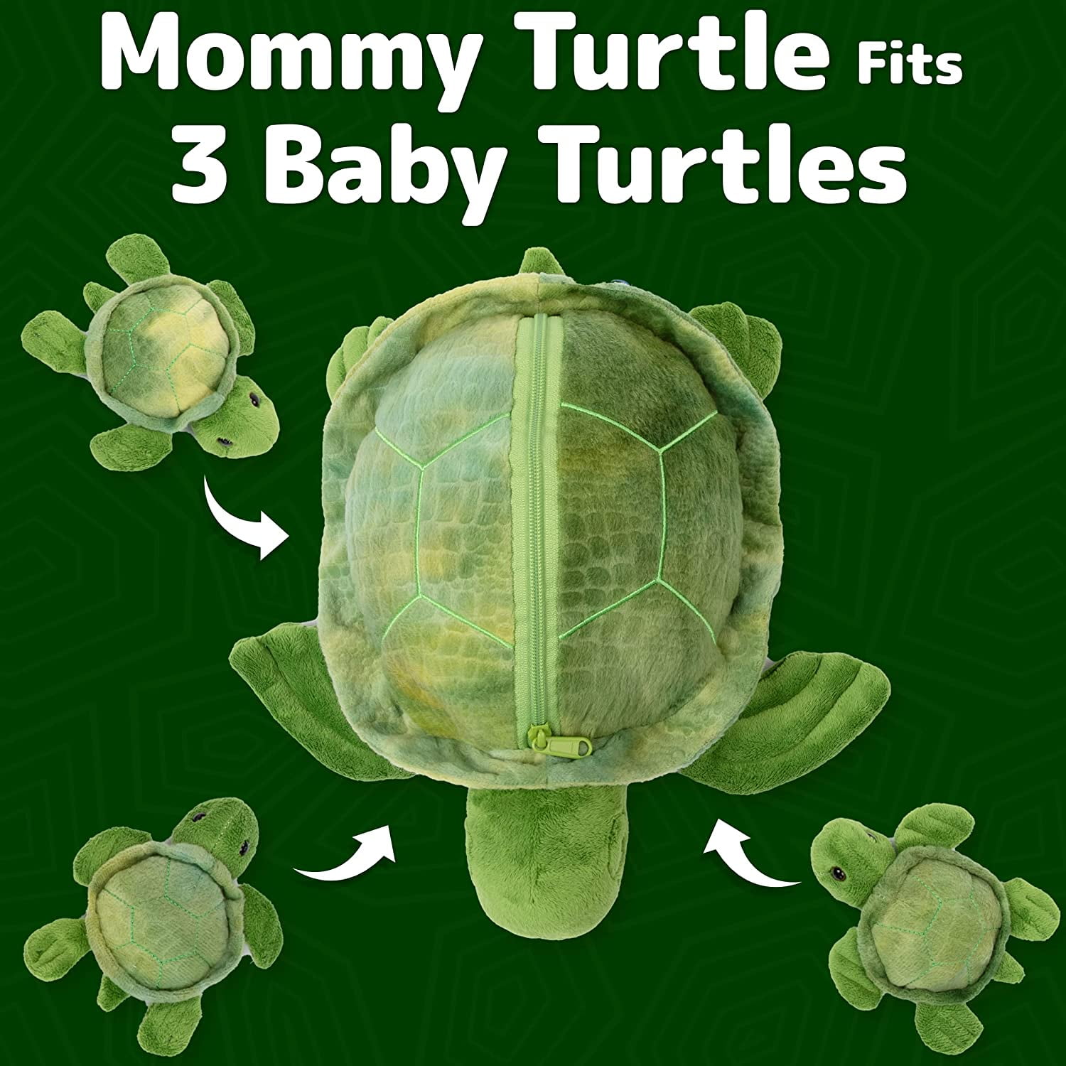 Prextex Plush Turtle with with 3 Little Plush Baby Turtles Zip in Plushies Collection Stuffed Animals Playset | Little Stuffed Animals, Plush Toys, Stuffed Animals for Babies