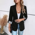 thumbnail image 2 of Women's Fashion Casual Slim Fit Blazer - Three-Quarter Rolled Sleeve, Button Front, Black, XXL, 2 of 4