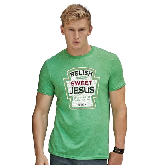 Kerusso Unisex Short Sleeve Casual T-Shirt, Relish Jesus, Green, SM