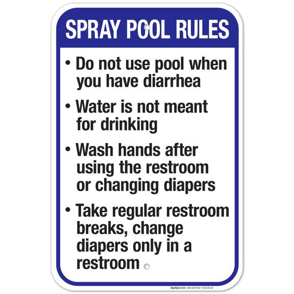 Ohio Spray Pool Rules Sign, Complies With State Of Ohio Pool Safety Code, 12x18 Aluminum