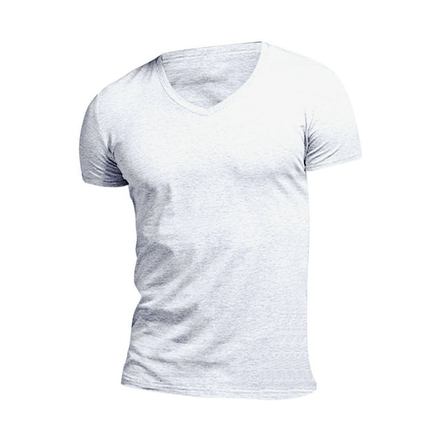 T-shirts à Manches Courtes pour Hommes en Coton Uni Premium Col en V
