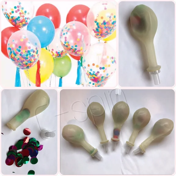 ELARA- 20X 12" Clear Latex Balloons W Colorful Confetti Pretied Reusable Air Lock Pop