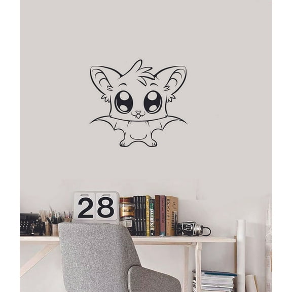 Cute Baby Bat Bats Animals Animal Children Cartoon Wall Sticker Art Decal for Girls Boys Room Bedroom Nursery Kindergarten House Fun Home Decor Stickers Wall Art Vinyl Decoration Size (10x10 inch)