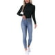 thumbnail image 2 of INSPIRAR CHIC Camisetas de Cuello Alto para Mujeres, Camisas de Manga Larga de Cuello Mock, Otoño Invierno, Camiseta Térmica Cálida, Capa Básica, Talla M, Negra, 2 of 6