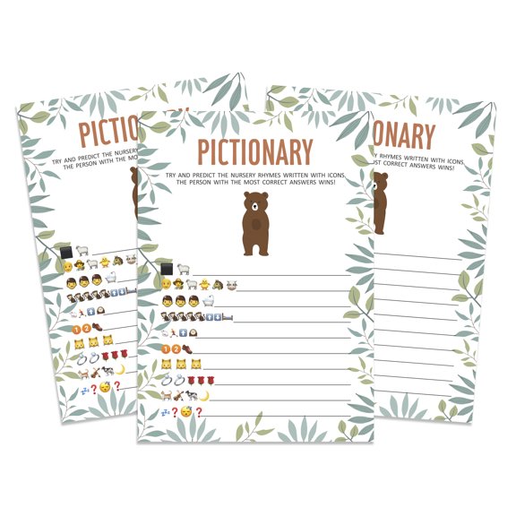 InkdotpotPack of 50,GirlBoy BabyShower Party Collection,PictionaryBabyShower Party Games, Activities, Decorations,Fox ThemeParty Supplies