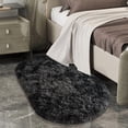 thumbnail image 5 of SARAG Washable, Non-Slip Area Rug,Oval Fluffy Ultra Soft Area Rugs for Bedroom Plush Shaggy Carpet for Kids Room Bedside Nursery Mats, 2.6 x 5.3ft,Tie-dye black and gray, 5 of 9