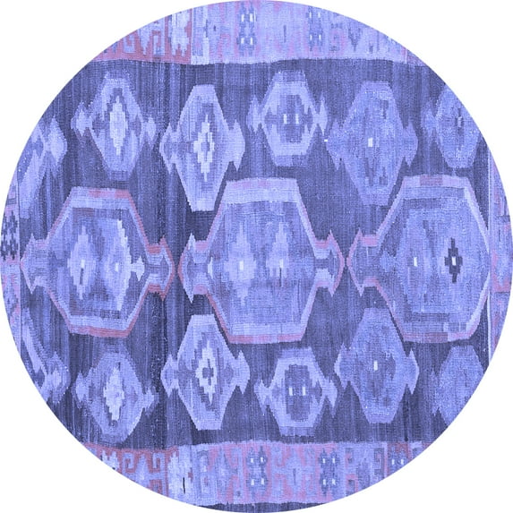 Ahgly Company Indoor Round Oriental Blue Traditional Area Rugs, 3' Round