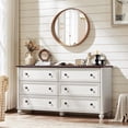 thumbnail image 5 of Joaxswe Farmhouse 4-Piece Bedroom Set, 54" 6-Drawer Dresser, 43.5" Chest, 2 Roman Column Nightstands, Wood, for Living Room, Hallway, White, 5 of 9