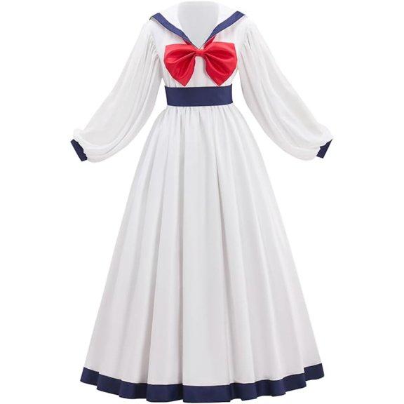 Women's Preppy Style Sailor Collar Costume Long Sleeves Casual White Retro Dresses