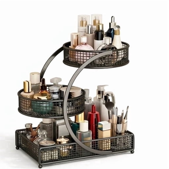 3 Tier Makeup Skincare Organizer, Metal Cosmetic Display Shelf for Bathroom Bedroom Vanity