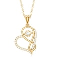 thumbnail image 2 of Rosec Jewels Certified Moissanite Infinity Heart Necklace - Interlock Necklace - with Chain - D-VS1 Grade - Gift for Valentines, 14K Yellow Gold, 2 of 6