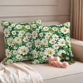 thumbnail image 6 of 2 Pack Outdoor Waterproof Throw Pillow Covers,Spring Flower Leaf White Daisy Decorative Square Patio Pillowcases for Chair Couch Sofa 16x16in, 6 of 9