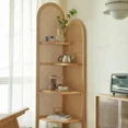 thumbnail image 2 of Estante de mimbre de madera maciza, estantería de esquina, piso de balcón, gabinete lateral de almacenamiento triangular, vitrina, 2 of 4