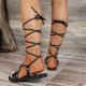 thumbnail image 5 of Amzcrzy Zapatos de mujer,Zapatos de mujer,Zapatillas de mujer, Sandalias de moda de verano para mujer, con cordones, de color liso, planas e informales. Sandalias Mujer Zapatillas De Casa, 5 of 6