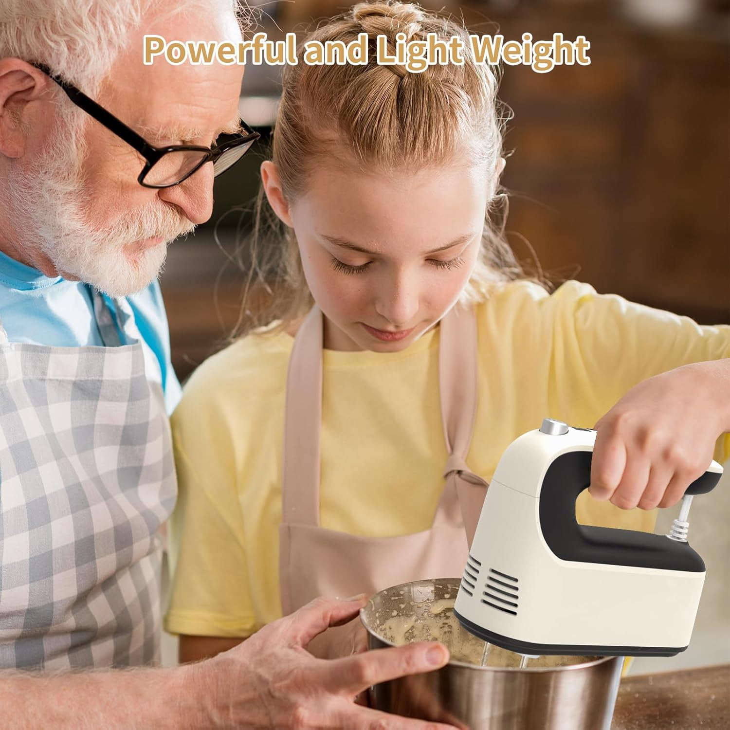 400W DC Motor Digital Hand Mixer with Storage Case, 5 Stainless Steel Accessories including Beaters, Dough Hooks and Whisk