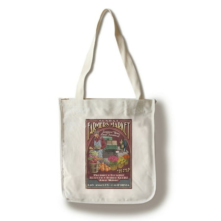 Los Angeles, California - Farmers Market Vintage Sign - Lantern Press Artwork (100% Cotton Tote Bag -