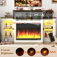thumbnail image 4 of 60" Electric Fireplace with Mantel, LED Fireplace TV Stand for up 65" 70" Flat Screen TVs, Tall Entertainment Center with Glass-Doors & Glass-Shelves, 4 of 9