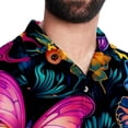 thumbnail image 5 of Flower Butterfly Men's Casual Poplin Button Down Short Sleeve Hawaiian Beach Shirt, 5 of 6