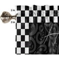 thumbnail image 5 of Xsinufn 3pc Kitchen Curtain Tier & Valance Set Chef Rod Pocket Kitchen Curtain Set Short Window Treatment Retro Black White Checkered Valance Tiers 24" Length Valentines Decor, 5 of 5