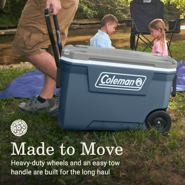 Coleman 316 Series 62QT Large Rolling Cooler, Lakeside Blue Coleman 316 Series 62QT Large Rolling Cooler, Lakeside Blue