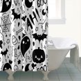 thumbnail image 4 of Halloween Doodle Elements Shower Curtain 72"x72" ,Bathroom Decorative Shower Curtains Set with 12 Hooks,Modern Waterproof Washable Shower Curtain, 4 of 6