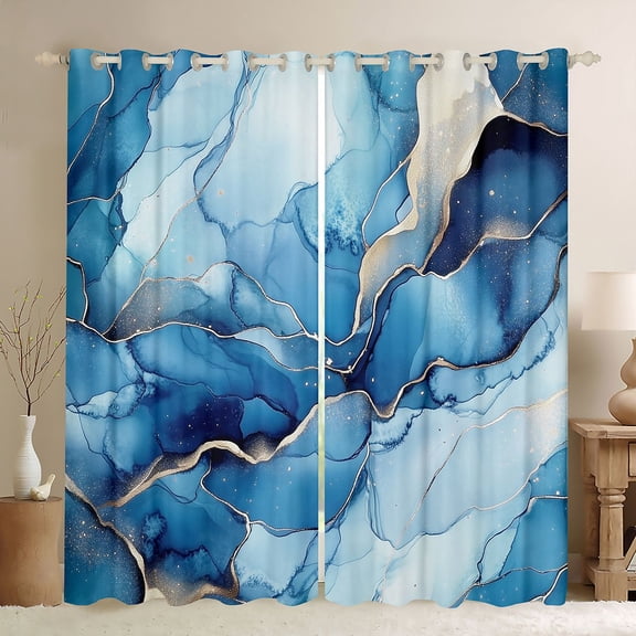 Manfei Gradient Marble Black Out Curtains for Adults Female Men,Abstract Marbling Watercolor Curtains Pack of 2 (42x63 Each),Stone Pattern Bedroom Curtains,Luxury Bedroom Decor