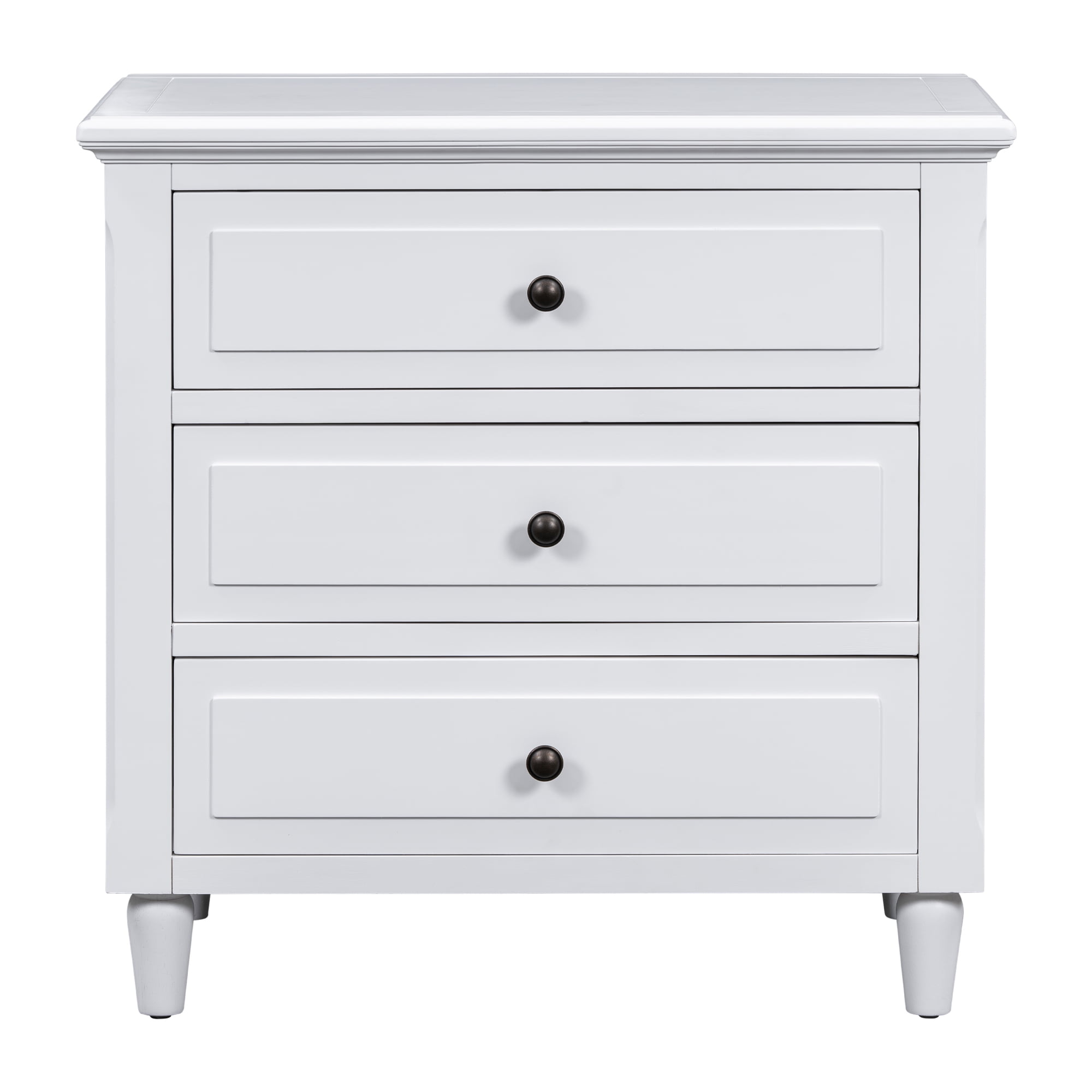 3 Drawer Nightstand,28" H Bedside Cabinet with Metal Handle,Modern Sofa Side Table with Rubber Legs for Bedroom Sofa Couch Office,White