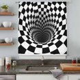 thumbnail image 4 of 3D Optical Illusion Sheer Curtains 63 Inches Long, Black White Checkered Gingham Plaid Vortex Light Filering Curtains, Breathable Simi Curtain Privacy Drapes for Living Room Bedroom Window Treatment, 4 of 9