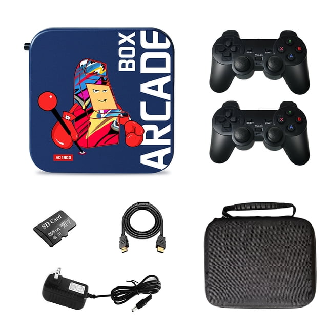 Mini caja de videojuegos compatible con HDMI, 50 simuladores, consola de juegos con controladores, tarjeta de memoria, pantalla portátil para Videojuegos y accesorios 256G enchufe de EE. UU.