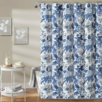 Lush Decor Sydney Floral Shower Curtain, 72x72, Navy/White, Single