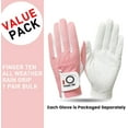 thumbnail image 2 of FINGER TEN Womens Golf Glove Right Handed Golfer Left Hand Rain Grip Hot Wet All Weather Value 1 Pair Both Hands, Golf Gloves Durable Breathable Soft Flexible Gift for Ladies Girls Women, 2 of 7
