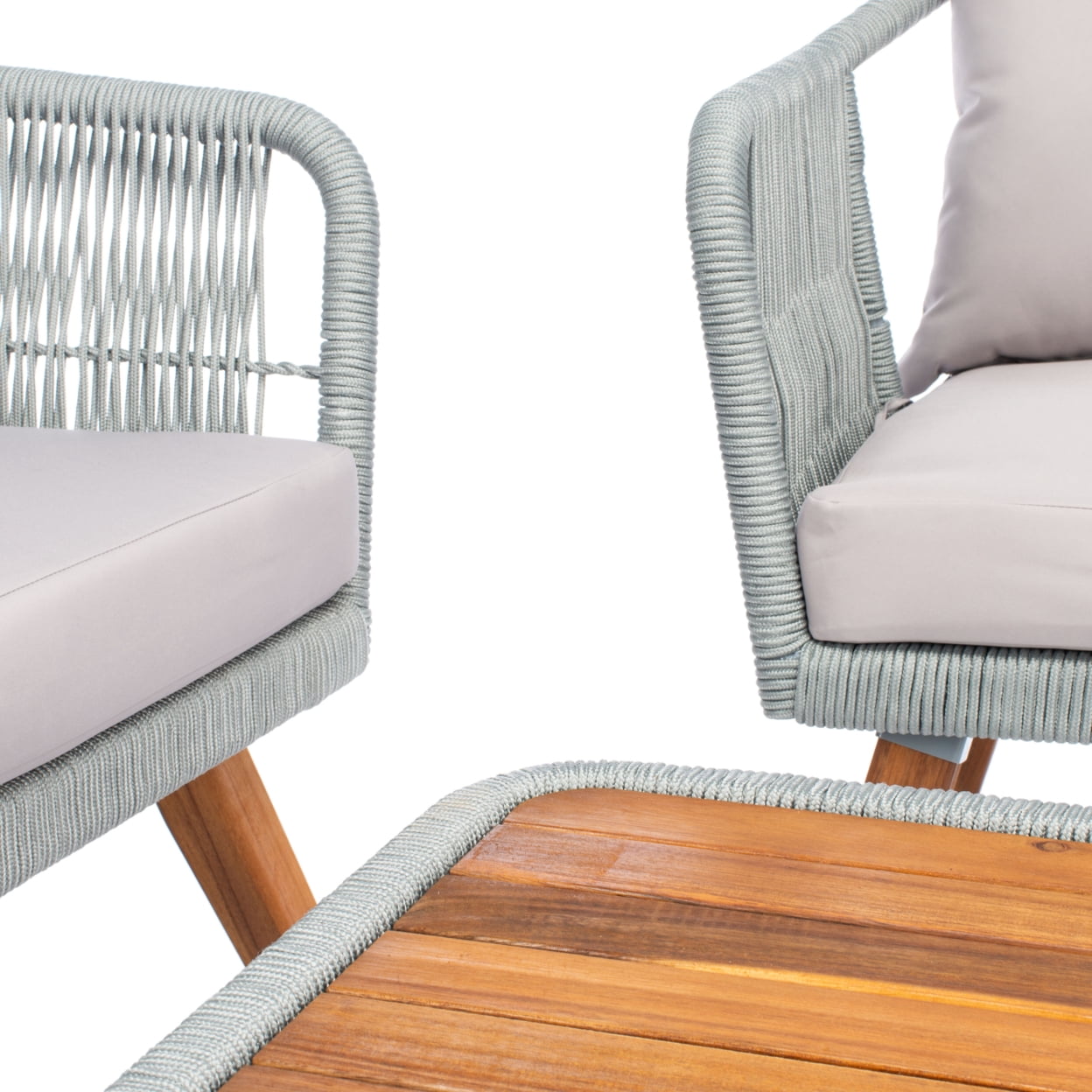 SAFAVIEH Raldin Rope 4 Pc Living Set 13 in. H Seat, Light Grey/Grey