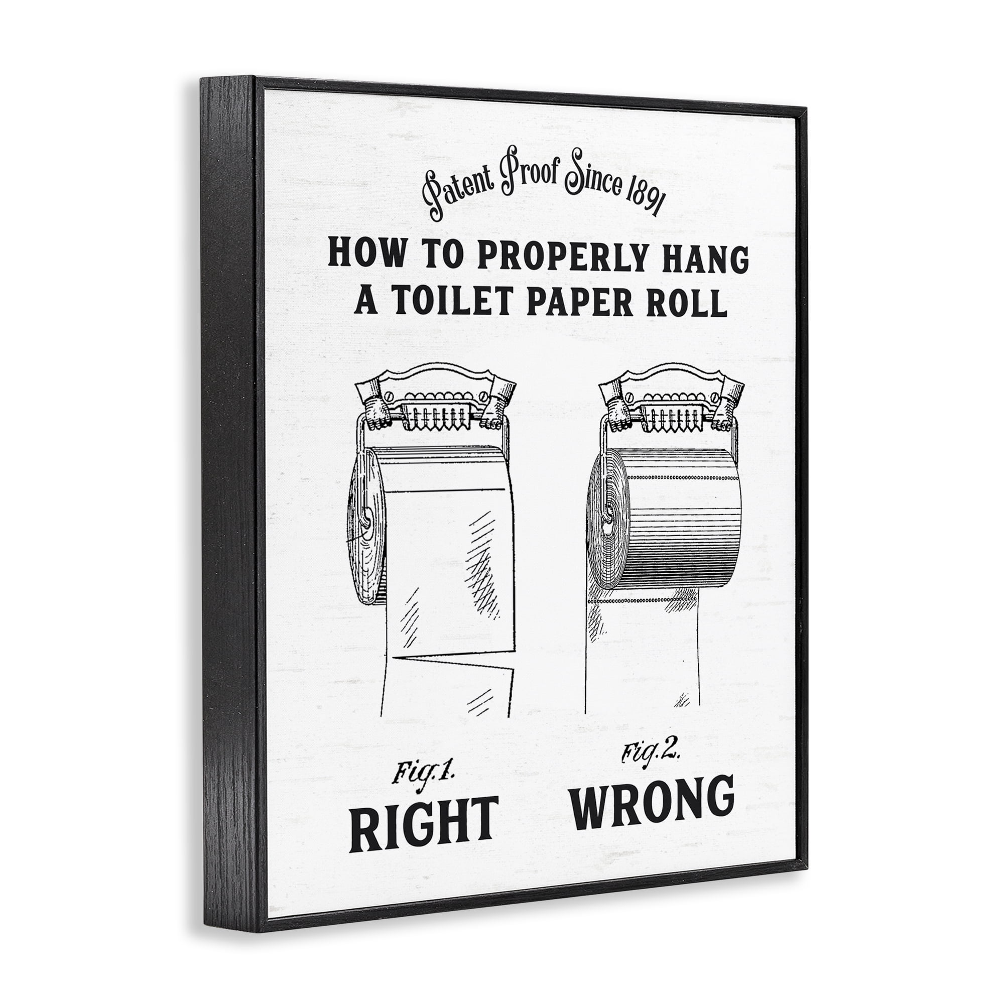Right & Wrong Toilet Roll Black Framed Giclee Art, design by Lettered and Lined